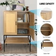 thumbnail image 5 of MISSUNNY 31.5" Wide Free-Standing Rattan Doors Sideboard Storage Cabinet with Open Bottom Shelf - Perfect for Kitchen, Dining Room or Living Room，Natural Finish, 5 of 6