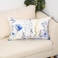 thumbnail image 4 of Lencenser 12” x 20” Spring Blue Floral Polyester Decorative Pillow Case, Hidden Zipper (2 Count), 4 of 6