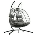 thumbnail image 2 of Metal Tube Egg Chair With Stand - Foldable And Convenient For Any Place Water- Cushion Cover Hanging Stylish Furniture Piece, 2 of 7