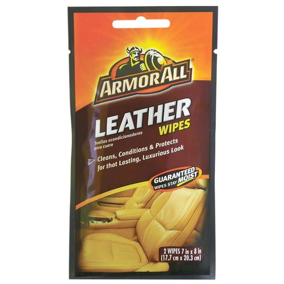 Armor All Leather Wipes Cleans, Conditions & Protects, 2 Wipes