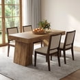 thumbnail image 4 of 55-Inch Yellow Mid-Century Modern Dining Table, Rectangular Wood Kitchen Table With Sturdy Legs, Seats 4-6 For Small Space, Dining Room & Home, 4 of 7