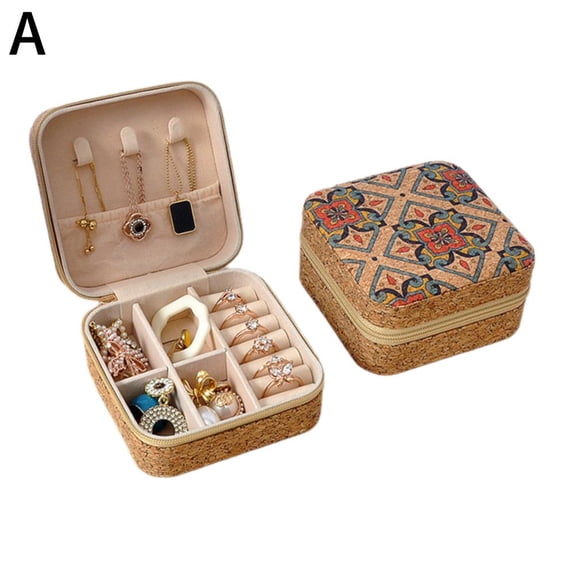 Jewelry Organizer Box, Velvet Jewelry Box with Removable Tray