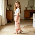 thumbnail image 5 of Mifsaly Toddler Girls Girls Harem Pants Kids Floral Print Elastic Waist Lightweight Lounge Boho Long Pants, 5 of 6