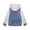thumbnail image 2 of KIDSCOOL SPACE Little Boy Grey Hooded Elastic Sleeves Jean Jacket Coat,4-5 Years, 2 of 8