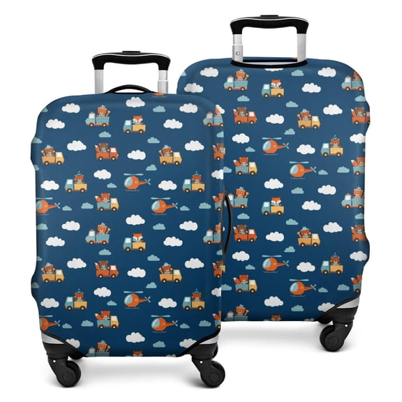Cartoon Construction Vehicles Animals Luggage Cover Fashion Suitcase Cover Baggage Covers Fit 25-28 Inch Luggage (Go Travel)
