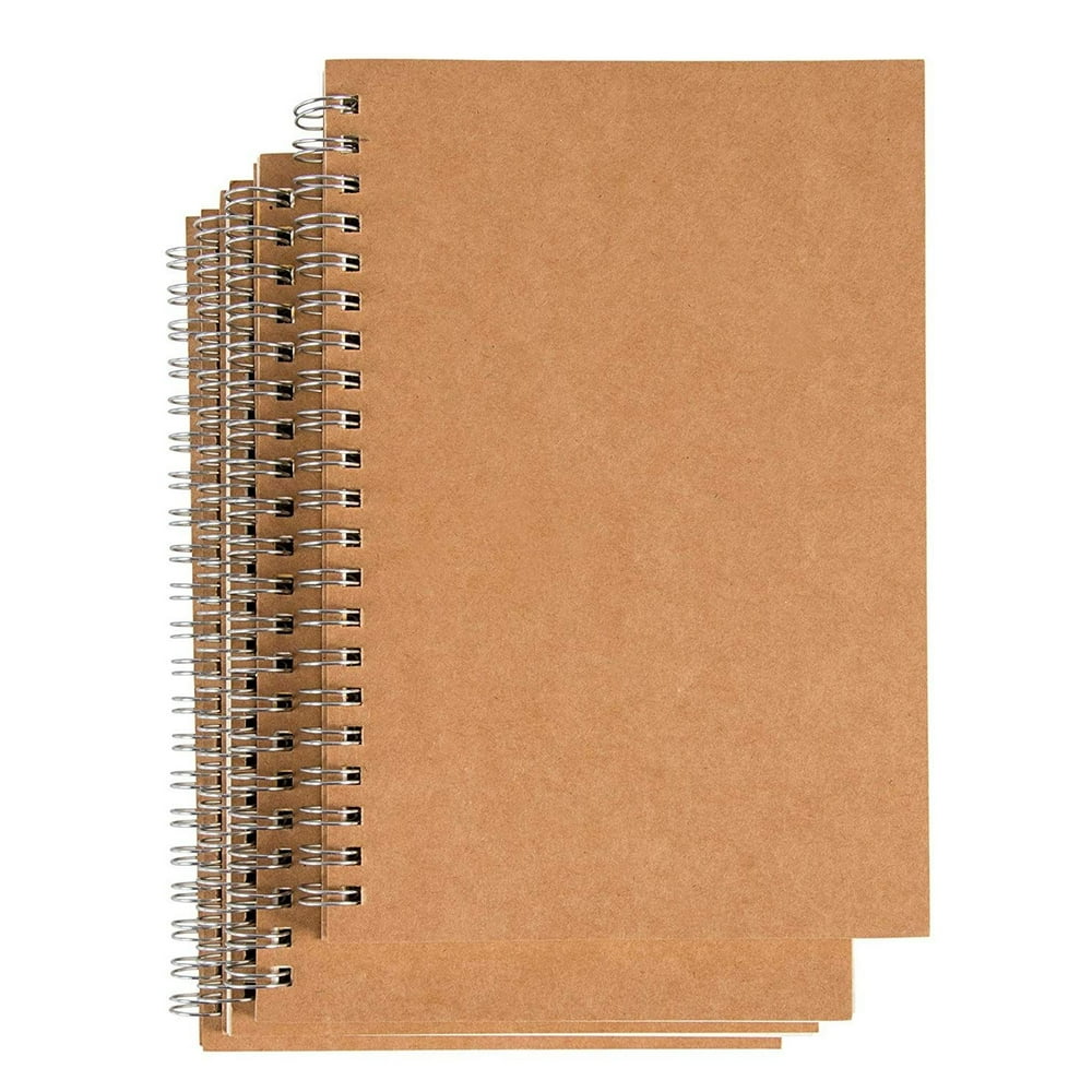 Spiral Notebook - 4-Pack Unlined Wirebound Notebook, Unruled Plain ...