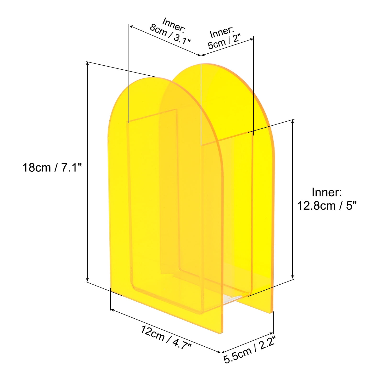 Unique Bargains Acrylic Arch Floral Vase Clear Geometric Vase for Table Centerpiece Yellow
