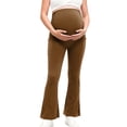 thumbnail image 4 of Women's Yoga Pants Maternity Stretchy High Waisted Flared Bootcut Leggings with Side Pockets Women's Yoga Leggings Brown XL, 4 of 7