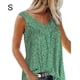 thumbnail image 1 of Camiseta sin mangas con estampado sin mangas sin mangas con cuello en V para mujer, chaleco de verano, verde, S seitruly AP002122-25, 1 of 7