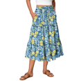 thumbnail image 2 of Floral Midi Skirt for Women Summer Comfy Tiered Elastic High Waisted Skirts Vacation A-Line Flowy Swing Long Skirts Blue S, 2 of 6