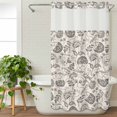 thumbnail image 3 of Grey Paisley No Hook Shower Curtain Waterproof, Bathroom Curtains with Snap in Liners and See Through Top Window, Boho Flower Botanical Leaf Branch Hotel Style Bathtub Curtains Shower 36"Wx78"L, 3 of 8
