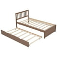 thumbnail image 4 of Miniyam Wood Twin Size Bed with Trundle & Headboard for Kids and Teens, Walnut, 4 of 7