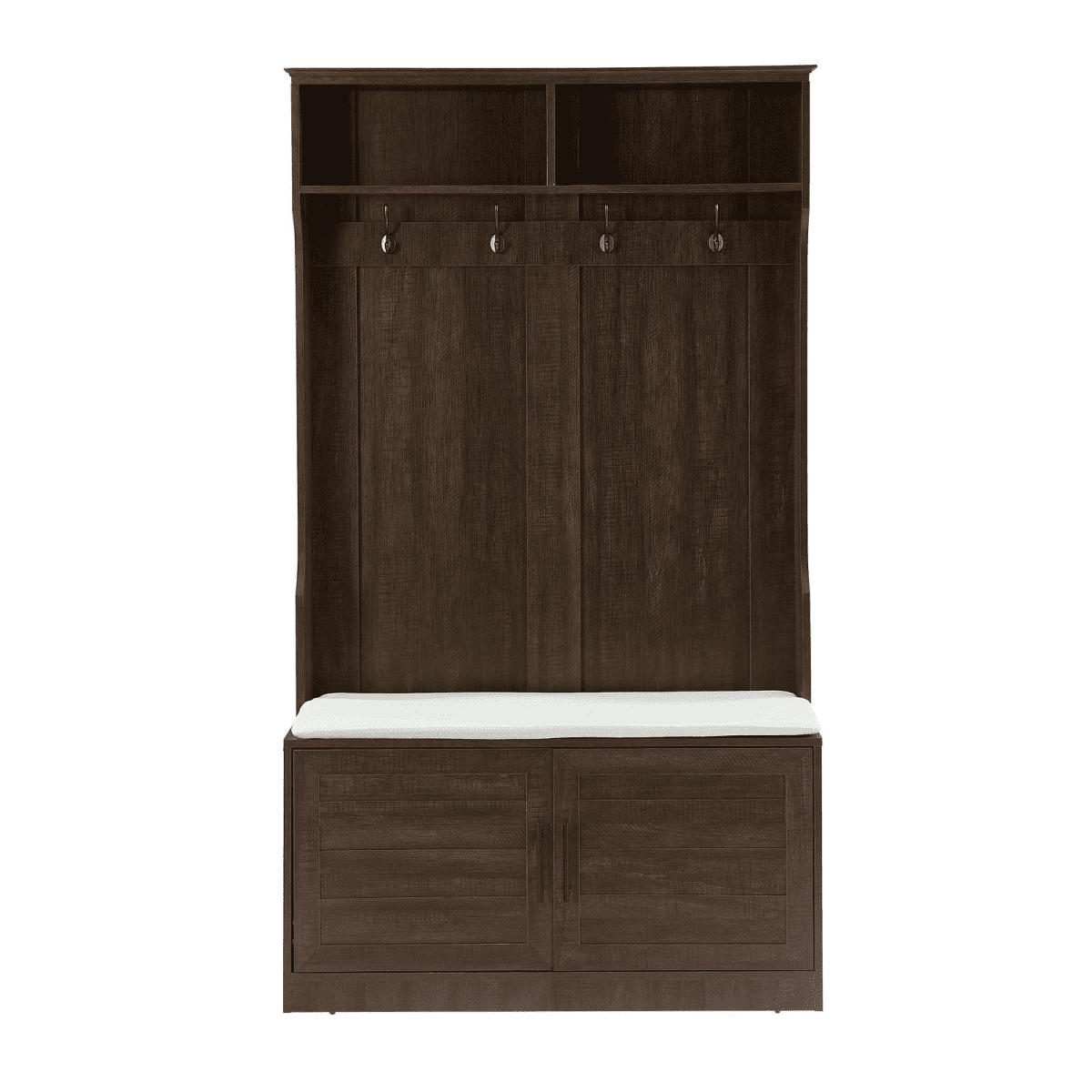 Wood Coat Rack, Storage Shoe Cabinet with Clothes Hook & Sponge Pad Product, Multiple Storage Racks Bedroom Porch Wardrobe Storage Rack, Dark Color