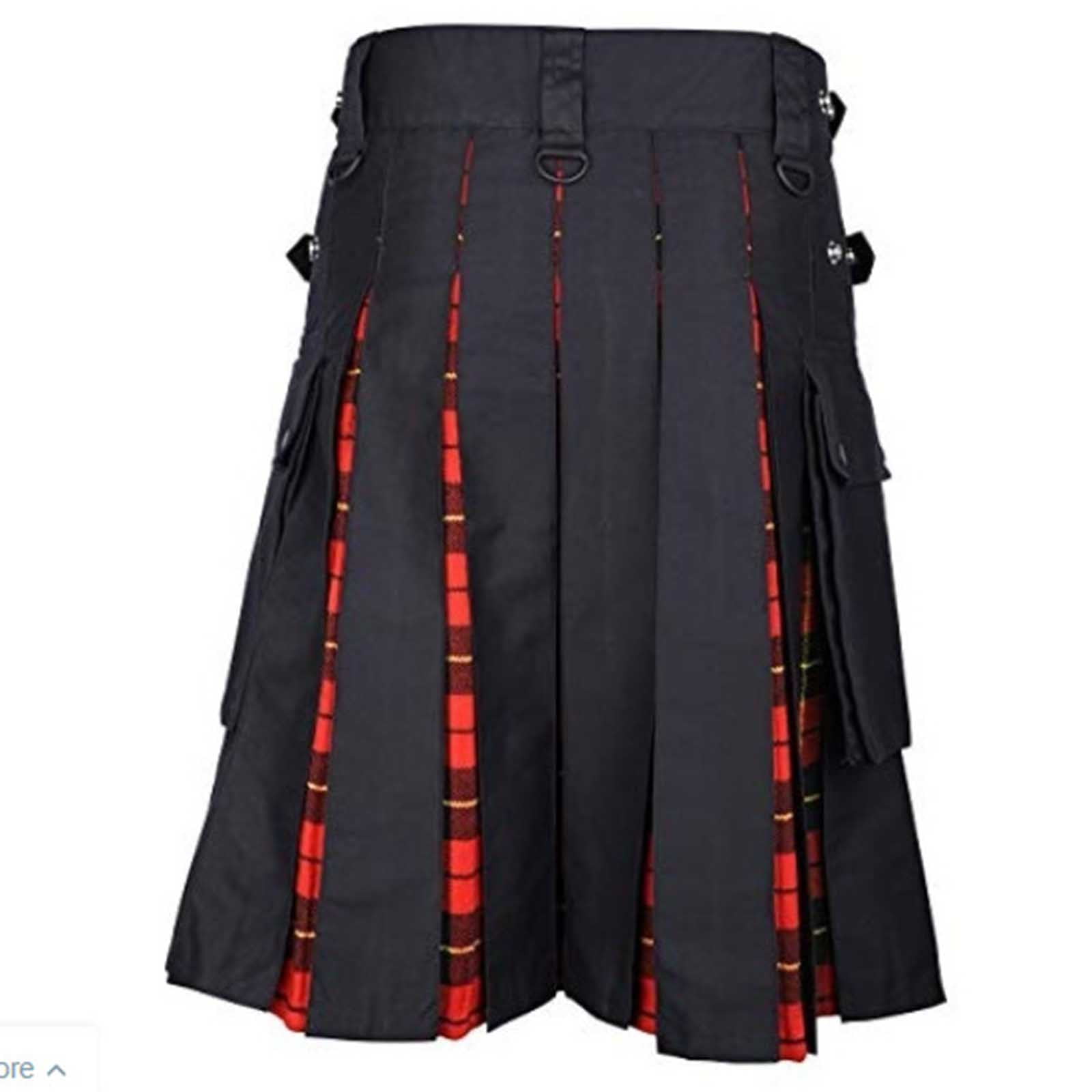 ZXHACSJ Mens Vintage Kilt Scotland Gothic Fashion Kendo Pocket Skirts ...