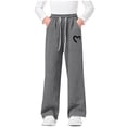 thumbnail image 2 of DJDLJWCJ Teen Girls Wide Leg Sweatpants Winter Warm Elastic Waist Drawstring Baggy Pants Side Pocket Athletic Pants Dark Gray Size 14, 2 of 7