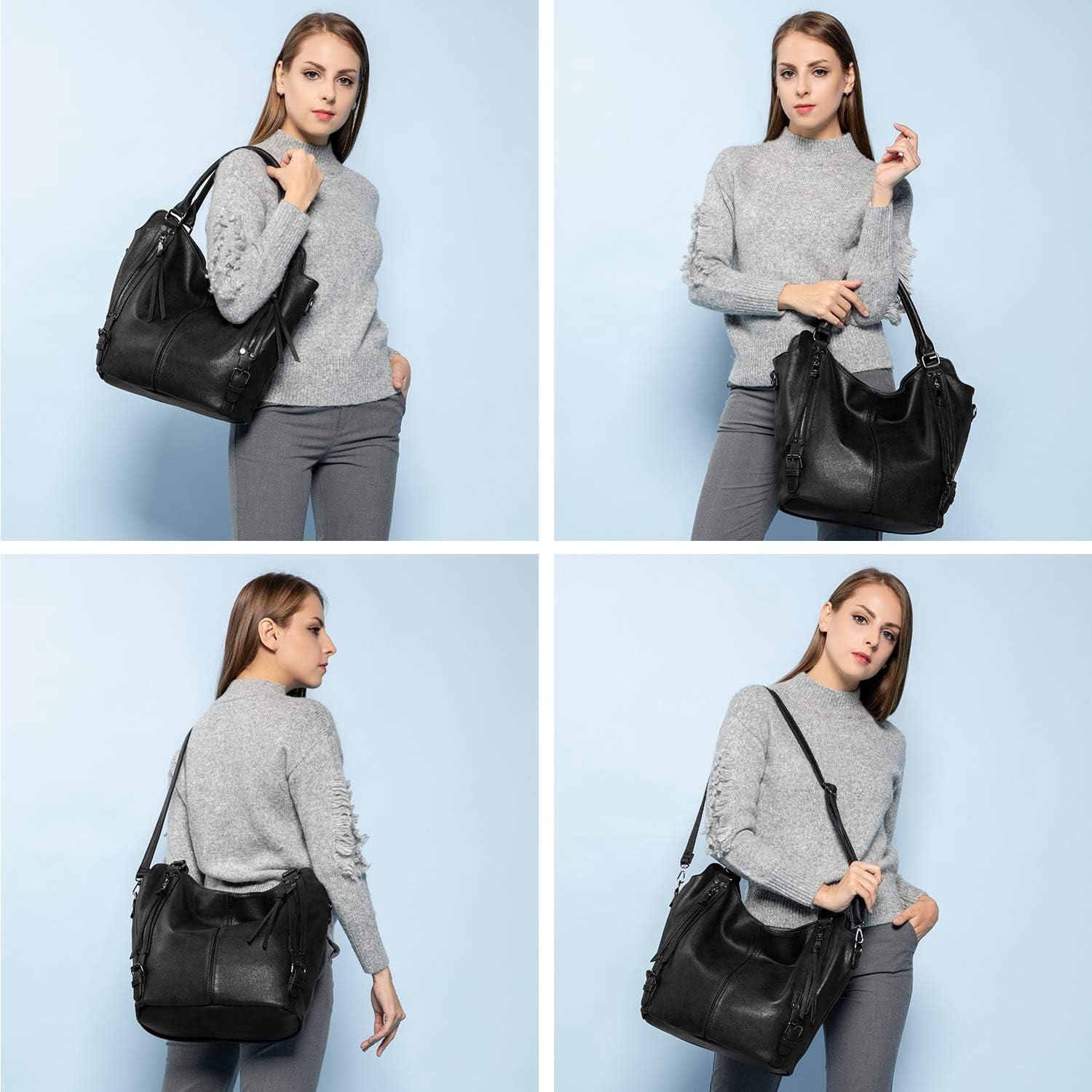Kwuty Tote Bag for Women PU Leather Shoulder Bags Fashion Hobo Bags Large Purse and Handbags with Adjustable Shoulder Strap