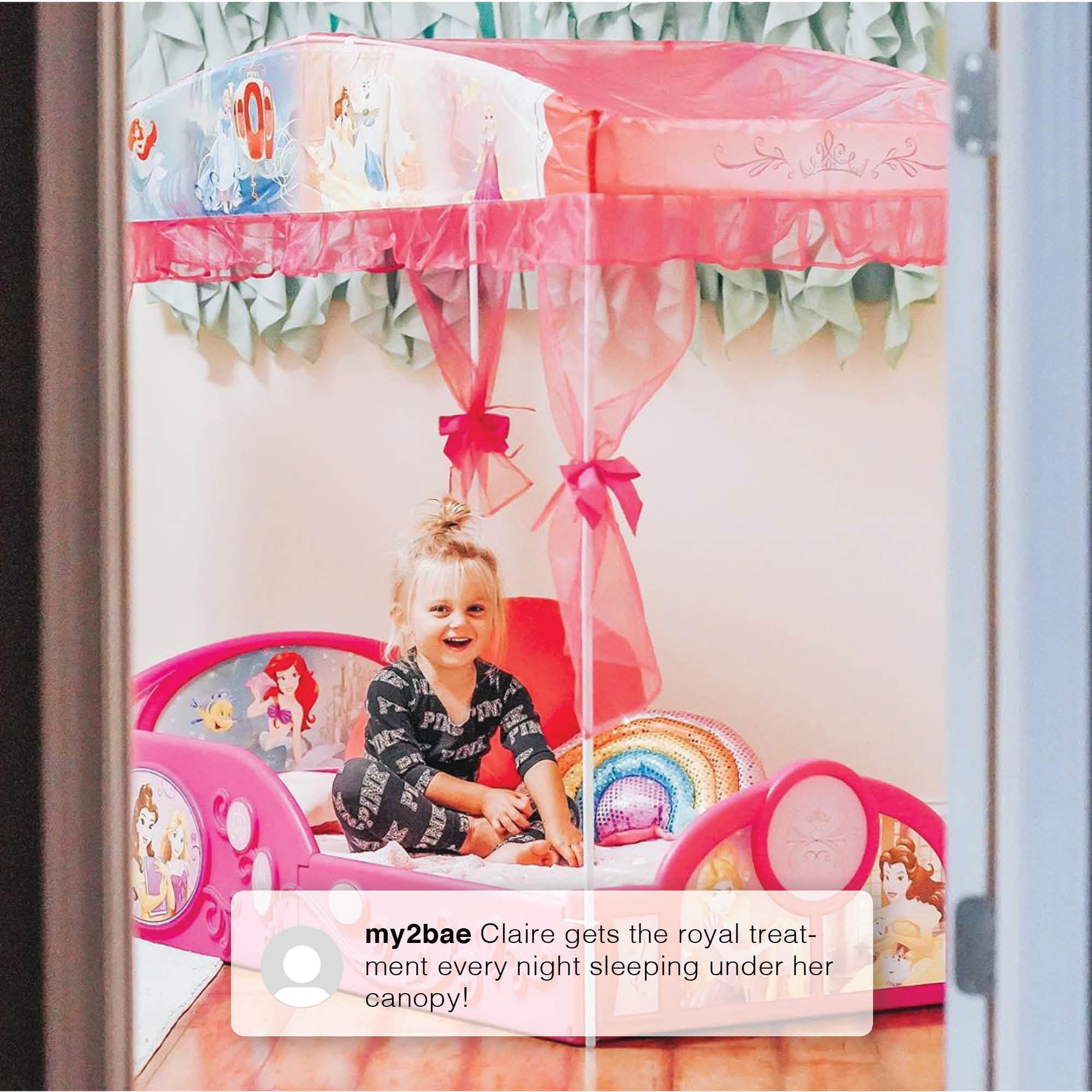 Disney Princess Kids Plastic Storage Toddler Bed, Pink