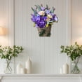 thumbnail image 5 of Veeogra Artificial Floral Wreath,Front Door Wreath,18" Purple Floral Woven Basket Wreath,Rustic Handmade Floral Decor,All Year Round Wreath,Front Door Entryway Decor,Door Wreaths For Spring Summer, 5 of 7