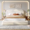 thumbnail image 3 of EnHomee Full Size Cloud Bed Frame with Headboard Boucle Bed Frame with Rounded Corner, White, 3 of 7