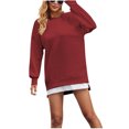 thumbnail image 6 of Ltctricy Sweatshirts Dress for Women Casual Long Sleeve Crewneck Mini Dress Oversized Loose Side Slits Zipper Pullover Dress, 6 of 7