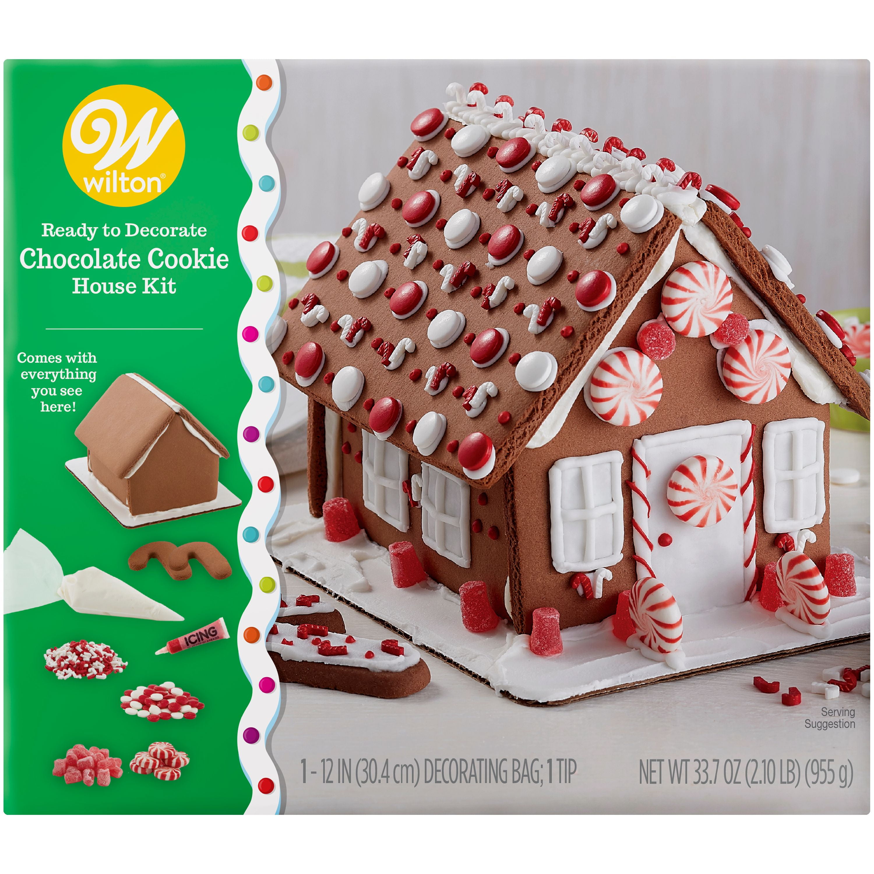 Wilton Ready to Decorate Chocolate Cookie House Decorating Kit