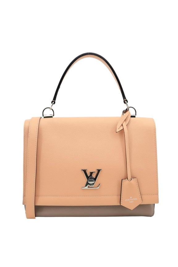 Pre-Owned Louis Vuitton Lockme II BB Pebbled Leather Crossbody Bag Peach