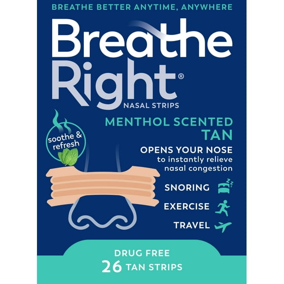 Breathe Right Extra Strength Nasal Strips, Menthol Scented, Drug-Free, 26 Count