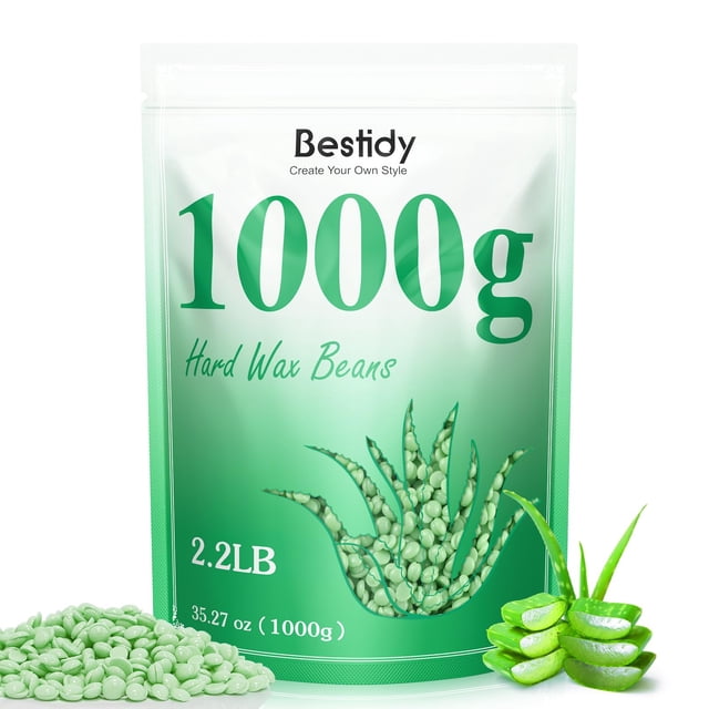 Bestidy Perlas de Cera Dura para Depilación - 1000 g de Perlas de Cera para Todas las Zonas del Cuerpo y del Bikini (Verde)