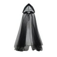 thumbnail image 4 of Black Cloak with Hood Full Length Halloween Cloak Vampire Cape for Women, Ghostly Hooded Cape Mask with Flowing Drapery, Black & White Sheer Tulle Mesh Cape with Adjustable Drawstring, 1pc, 4 of 9