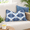 Navy Blue Abstract Plam Leaves 12"x20", variant on Azure Blue Fretwork Trellised Screen 20"x20" Decorative Throw Pillow Cover
