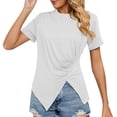 thumbnail image 4 of Women T Shirts Short Sleeves Crew Neck Basic Tee Shirt White Summer Tops Comfort Tshirt, 4 of 4