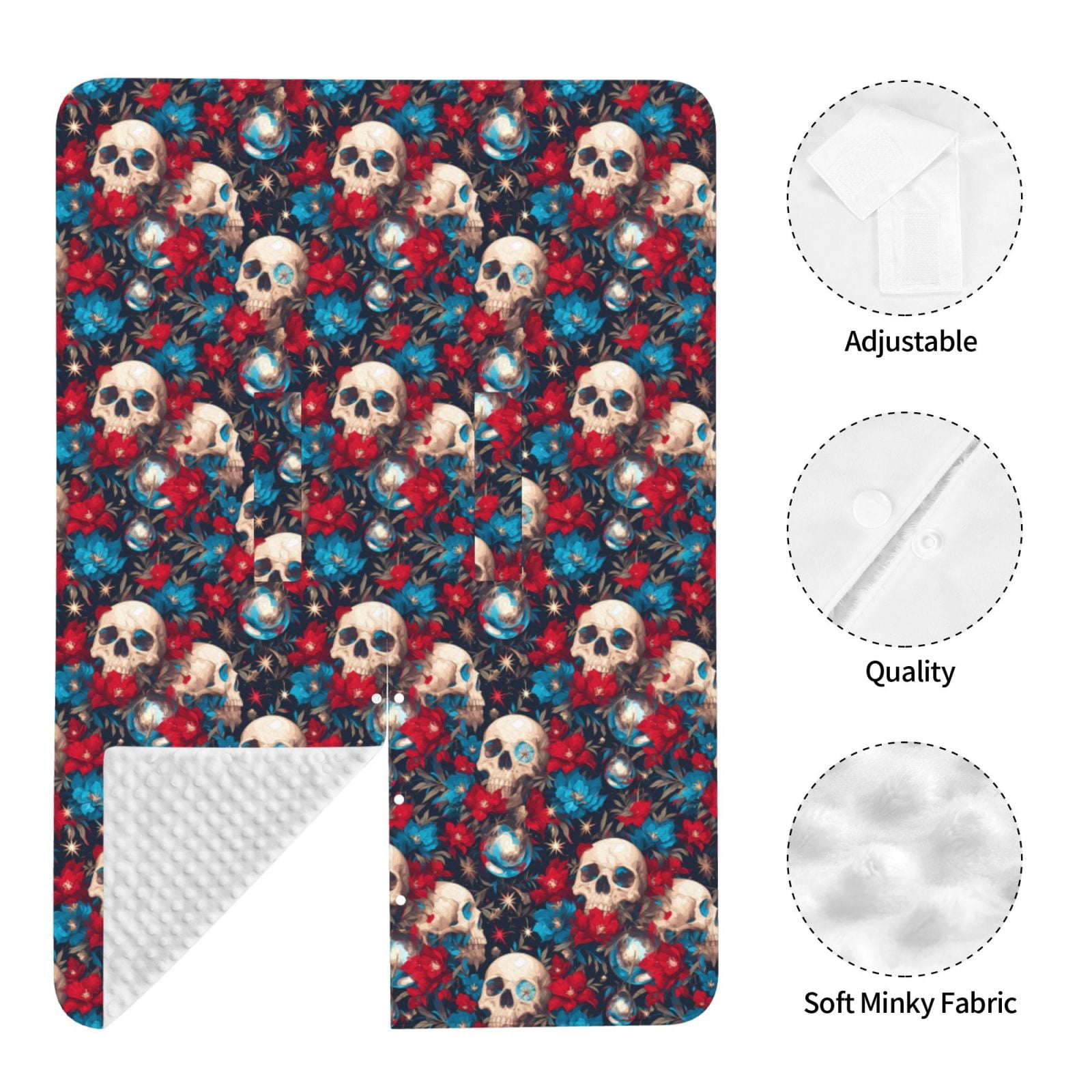 Naloa Skull red flower blue Baby Car Seat Cover, Breathable Baby Carrier Cover, Multiuse Baby Carrier Cover & Nursing Breastfeeding Cover