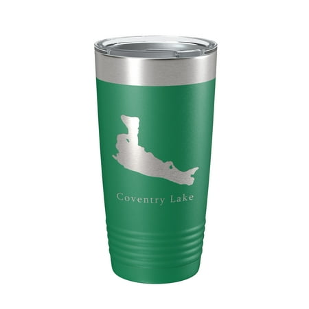 

Coventry Lake Map Tumbler Travel Mug Insulated Laser Engraved Coffee Cup Connecticut 20 oz Green