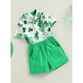 thumbnail image 3 of Bagilaanoe 2pcs Toddler Baby Boy Short Pants Set Short Sleeve Print Shirt Tops + Shorts 12M 18M 24M 3T 4T 5T Kids Casual Summer Outfits, 3 of 9