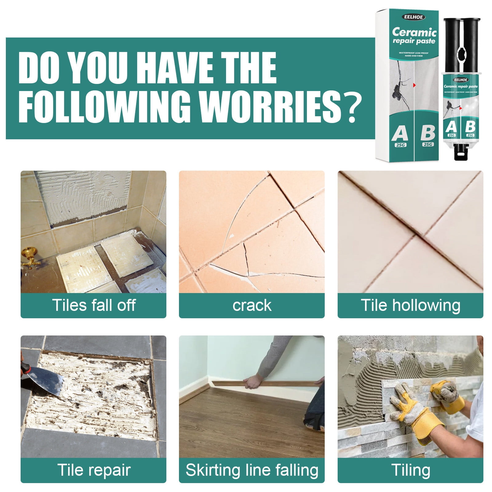 Tile Adhesive Instant Strong Bond Prevent Falling off Marble Floor Wall  Toilet Crack Repair Moistureproof Ceramic Tile Back Glue