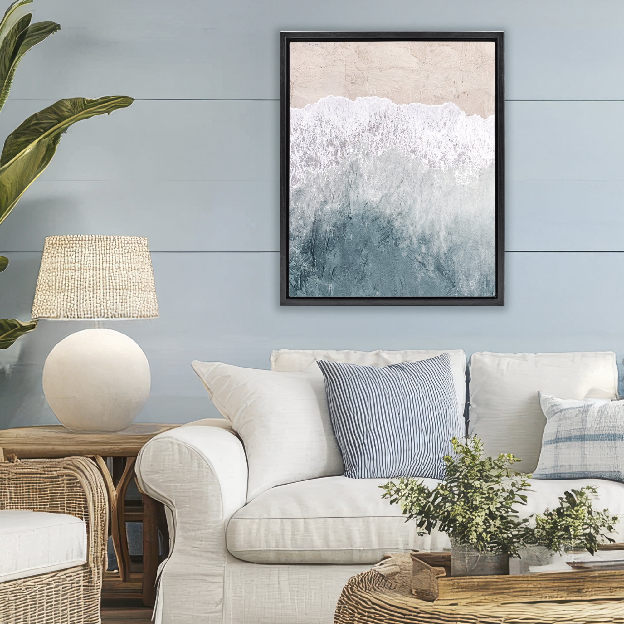 Stupell Industries Beach Top Shore Black Framed Floater Canvas Wall Art, design by Kim Allen