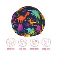 thumbnail image 5 of KLL Colorful Dinosaur Pattern Shower Cap & Bath Cap for Women,Reversible Oversized Waterproof Shower Caps for all Hair Lengths,Elastic Reusable Bathing Hair Cap, 5 of 6