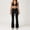 Black, variant on PISONIC Women Two Piece Workout Sets Cross Back Sports Bras Matching High Waist Flared Leggings Gym Yoga Outfits