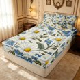 thumbnail image 3 of Erosebridal Botanical Daisy Zipper Full Size Comforter Sets with Fitted Sheet and 2 Pillowcases, Cartoon Blossom Zipper Bedding Set, Stars Reversible, White Blue, Stars Reversible, 3 of 7