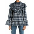 thumbnail image 3 of Max Studio London Womens Ruffled Knit Blouse, Blue, Medium, 3 of 3
