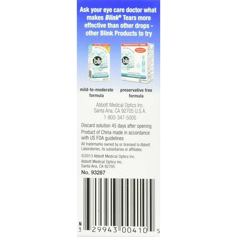 blink gel tears lubricating dry eye drops blink Gel Tears Lubricating Eye Drops - 0.3333 OZ