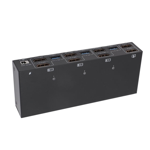 HD Multimedia Interface KVM Switch, USB HD Multimedia Interface Extended Display Switcher, 5Gbps USB HD Multimedia Interface Switch Selector, for 3 Computers 2 Monitor and 4 USB 3.0 Ports