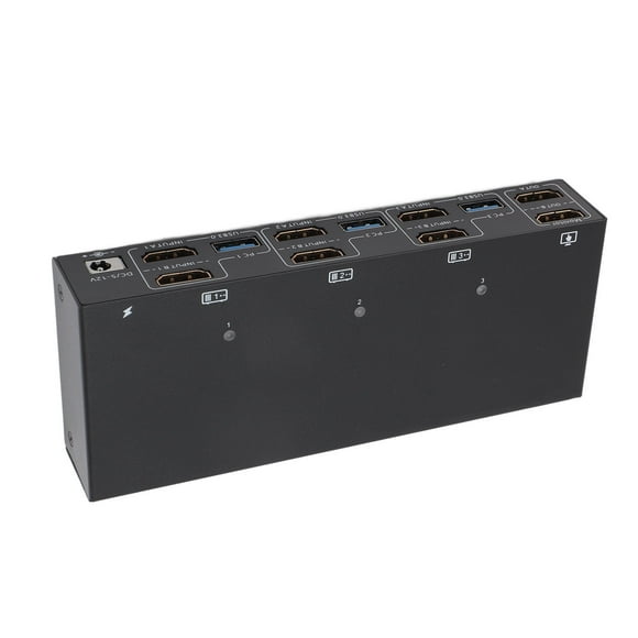 Commutateur KVM à Double Moniteur avec Interface Multimédia HD 4K, 2 Moniteurs, 3 Ordinateurs, Écran Étendu 4K 144Hz USB 2.0 avec 4 Ports USB et Plusieurs Câbles