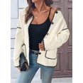 thumbnail image 6 of Cropped Cardigan Sweaters for Women Fall Dressy Casual Long Sleeve Button Down Knit- Jacket Outwear Apricot XL, 6 of 9