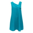 thumbnail image 5 of adviicd Robe pour Femmes 2024 Robe Décontractée Ample Unie Maxi Robe d'Été Sans Manches Smockée pour la Plage Bleue,S, 5 of 5