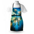 thumbnail image 3 of Turquoise Apron Surreal Landscape with Wood Deck and Clouds in Sky Dreamlike Coastal Charm, Unisex Kitchen Bib Apron with Adjustable Neck for Cooking Baking Gardening, Turquoise White, by Ambesonne, 3 of 3