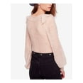 thumbnail image 2 of FREE PEOPLE Womens Beige Ruffled Macaroon Long Sleeve Scoop Neck Sweater S, 2 of 4