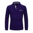 thumbnail image 2 of MLANM Mens Casual Long Sleeve Plaid Collar Polo Shirt Slim Fit Basic Shirts, L Purple, 2 of 5