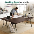 thumbnail image 3 of WASUHE 6FT Folding Table, Heavy Duty Portable Tables with Built in Handle & Steel Legs, Perfect for Indoor, Party, Dining, Picnic, Brown, 3 of 11