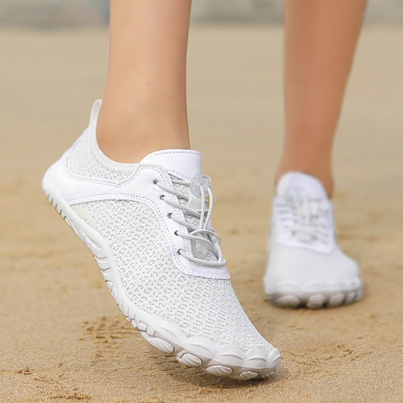 Mepaouo Women Men Water Shoes Quick Dry Barefoot Aqua Sport Hiking Diving Walking Shoes(White,11)